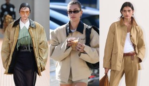 Prada spring 2024, Hailey Bieber in 2024, Everlane's Barn Jacket, equestrian, horse girl, chore coat, barn jacket, runway, trends