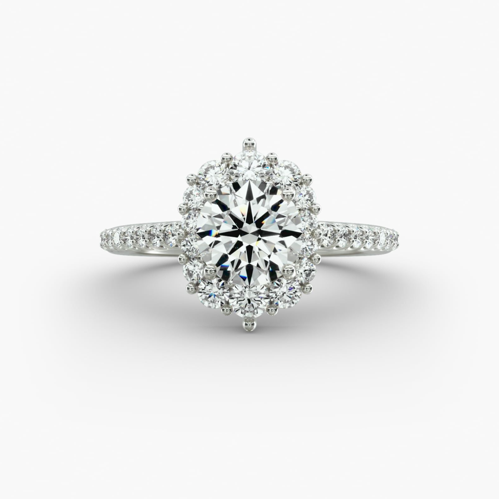 14K White Gold Graduated Halo Diamond Engagement Ring 14K White Gold Graduated Halo Diamond Engagement Ring