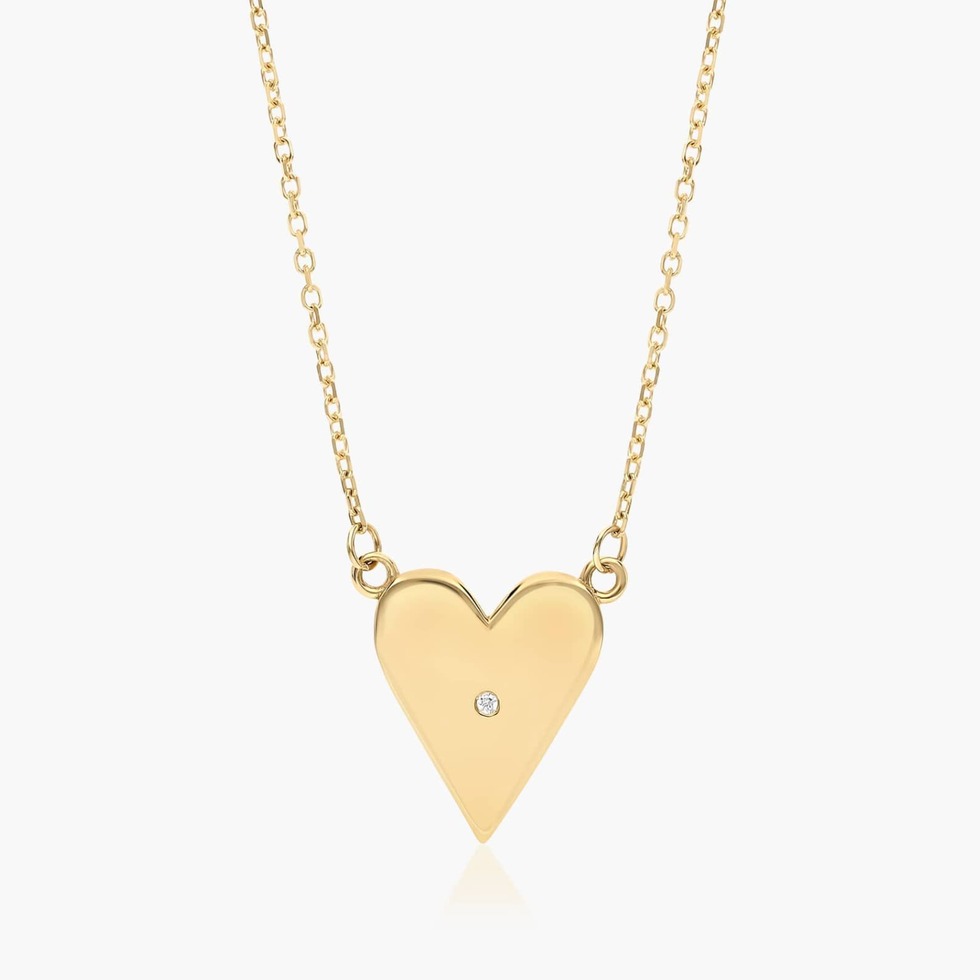 14K Yellow Gold Classic Heart Pendant Necklace with Diamond 14K Yellow Gold Classic Heart Pendant Necklace with Diamond
