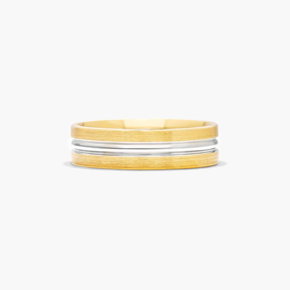 14K Yellow and White Gold 6MM Grooved Band 14K Yellow and White Gold 6MM Grooved Band