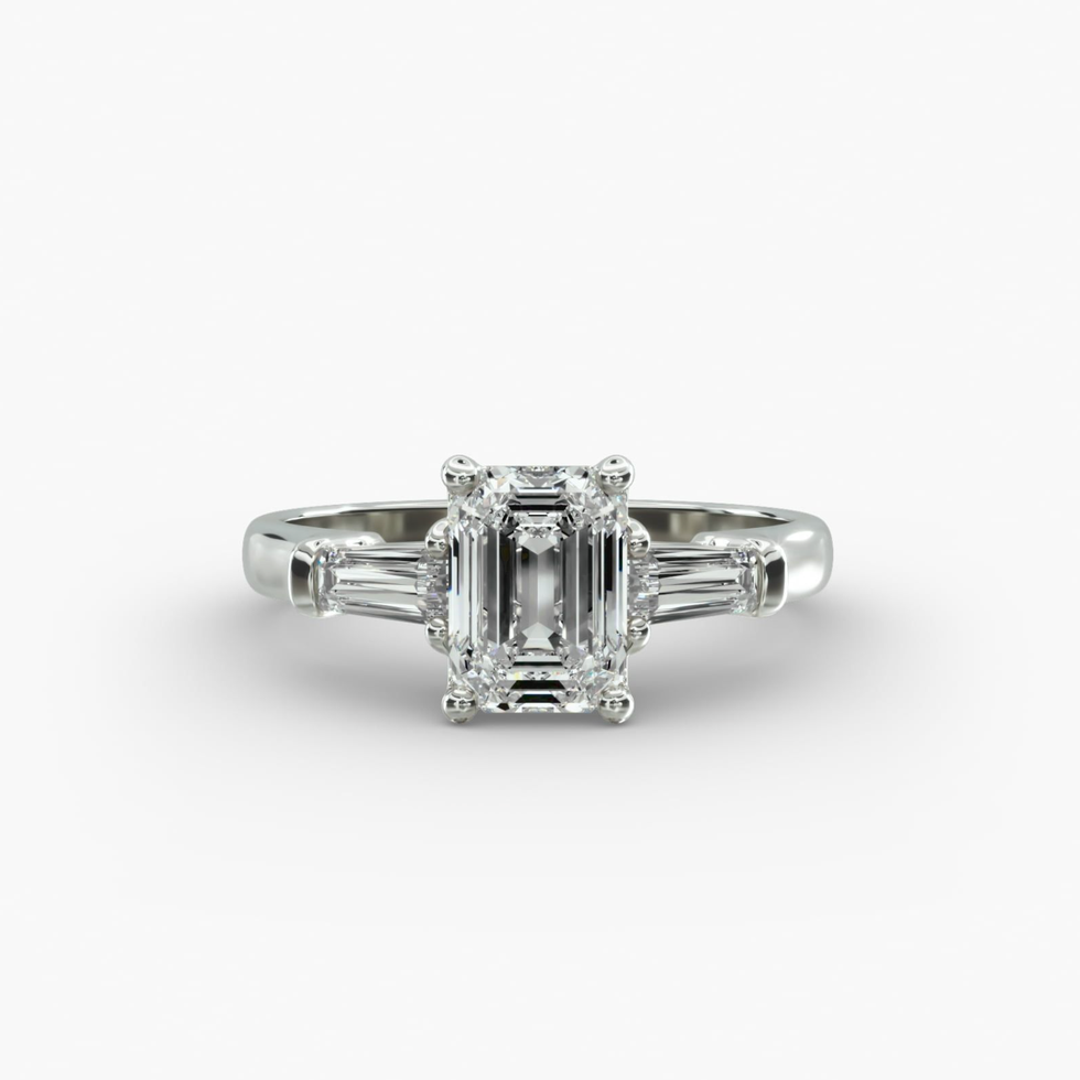 14K White Gold Tapered Baguette Three Stone Diamond Engagement Ring 14K White Gold Tapered Baguette Three Stone Diamond Engagement Ring