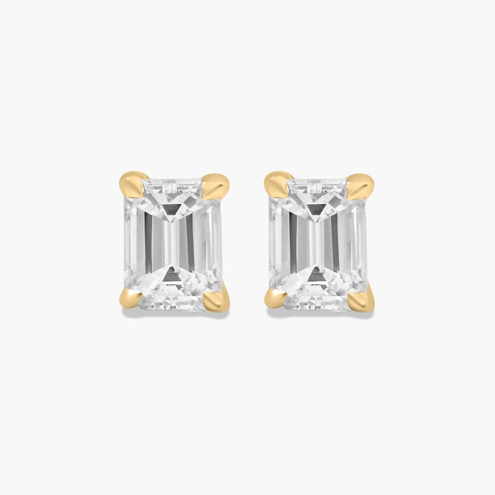 14K Yellow Gold Emerald Cut Lab-Grown Diamond Earrings 14K Yellow Gold Emerald Cut Lab-Grown Diamond Earrings
