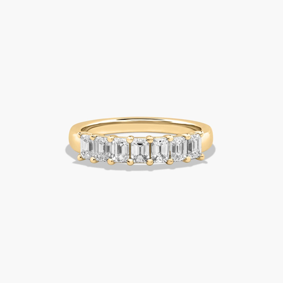 14K Yellow Gold Seven Stone Emerald Cut Lab Grown Diamond Anniversary Ring 14K Yellow Gold Seven Stone Emerald Cut Lab Grown Diamond Anniversary Ring